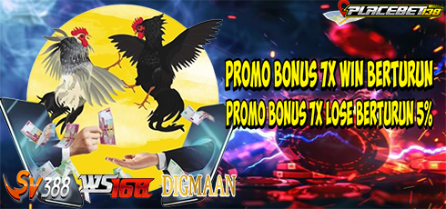 Promo Bonus 7x win berturun & Promo Bonus 7x win Lose Berturun 5%